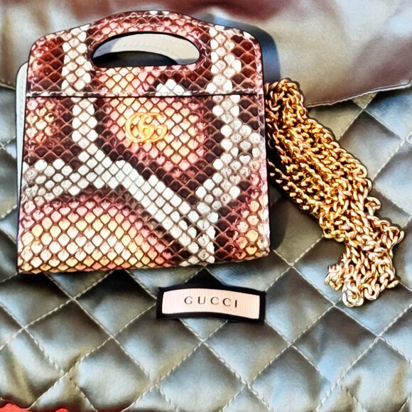 GUCCI Double G Python Marmont Top Handle Card Case wallet Crossbody evening bag - Picture 5 of 13